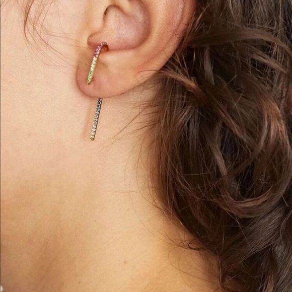 🆕 Rhinestone Geometric Earring Jacket (1 Pc) - Picture 1 of 4